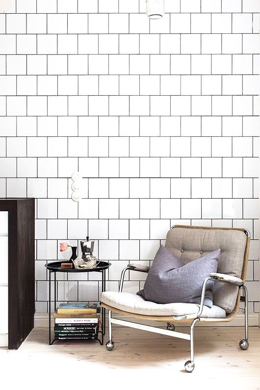 white tile wall and modern chair styled by fantastic frank / sfgirlbybay