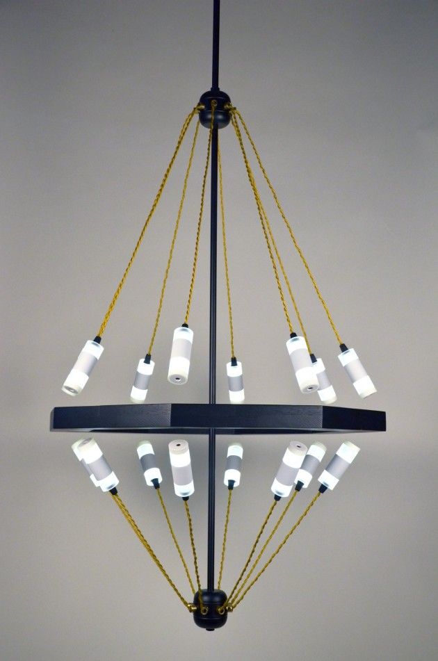 This chandelier uses magnets to hold lights in place