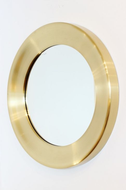 Anonymous; #133 Brushed Brass and Glass Wall Mirror by Glas Mäster, 1950s.
