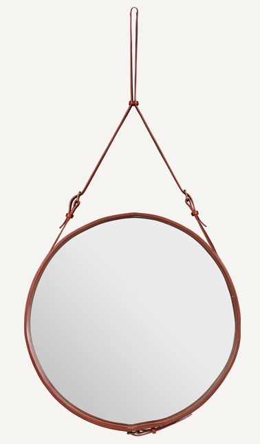 Belted Mirror From Gubi. Midcentury Design by Jaques Adnet For Hermes