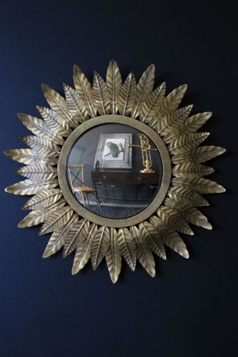 Small Gold leaf Sun Convex Mirror