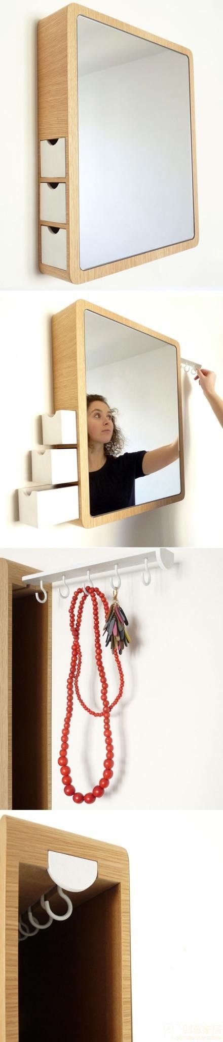 This clever makeup mirror comes with hidden hanger and sliding storage boxes | D...