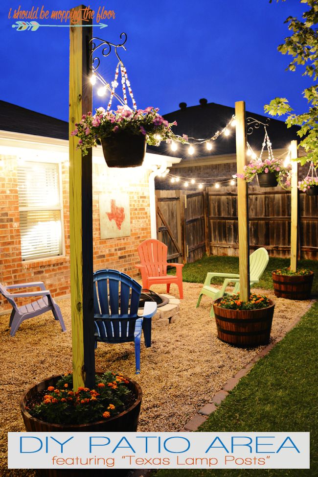 DIY Patio Area with Texas Lamp Posts