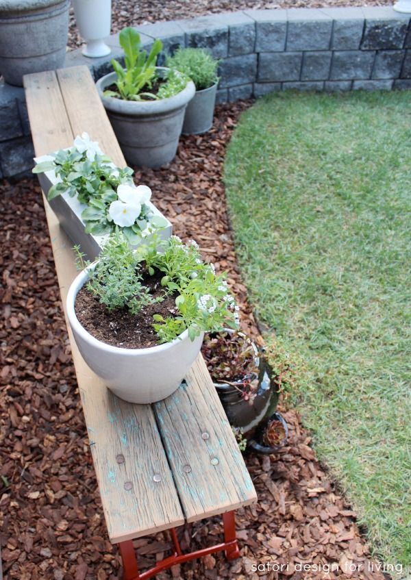 Weathered Bench Container Garden