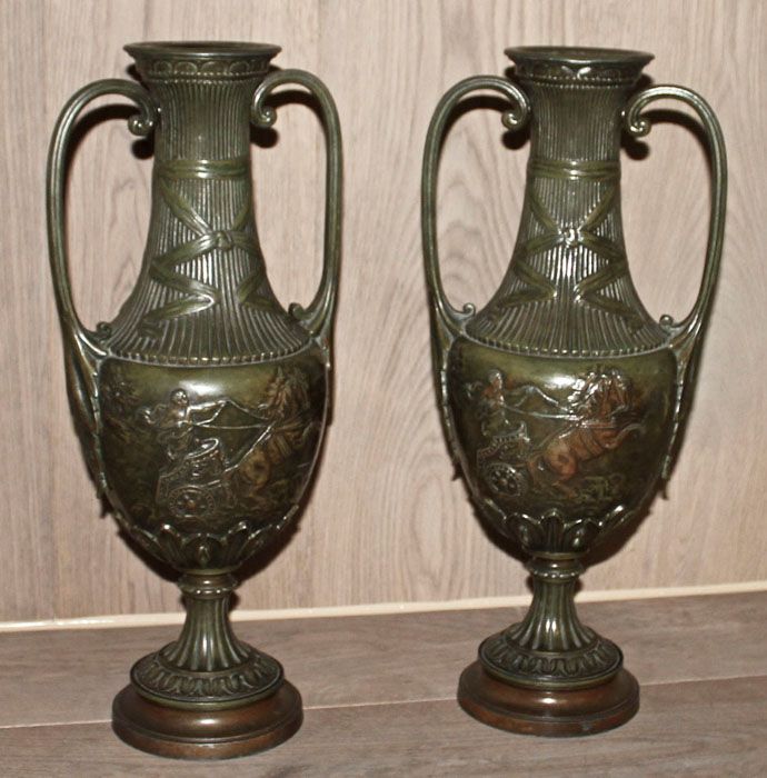 Pair Beaux Artes Spelter Mantel Urns | Antique Urns/Jardinieres | Inessa Stewart...