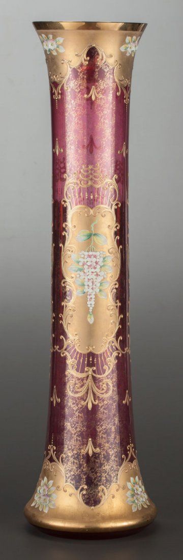 67058: a bohemian ruby glass, floral and gilt overlay v