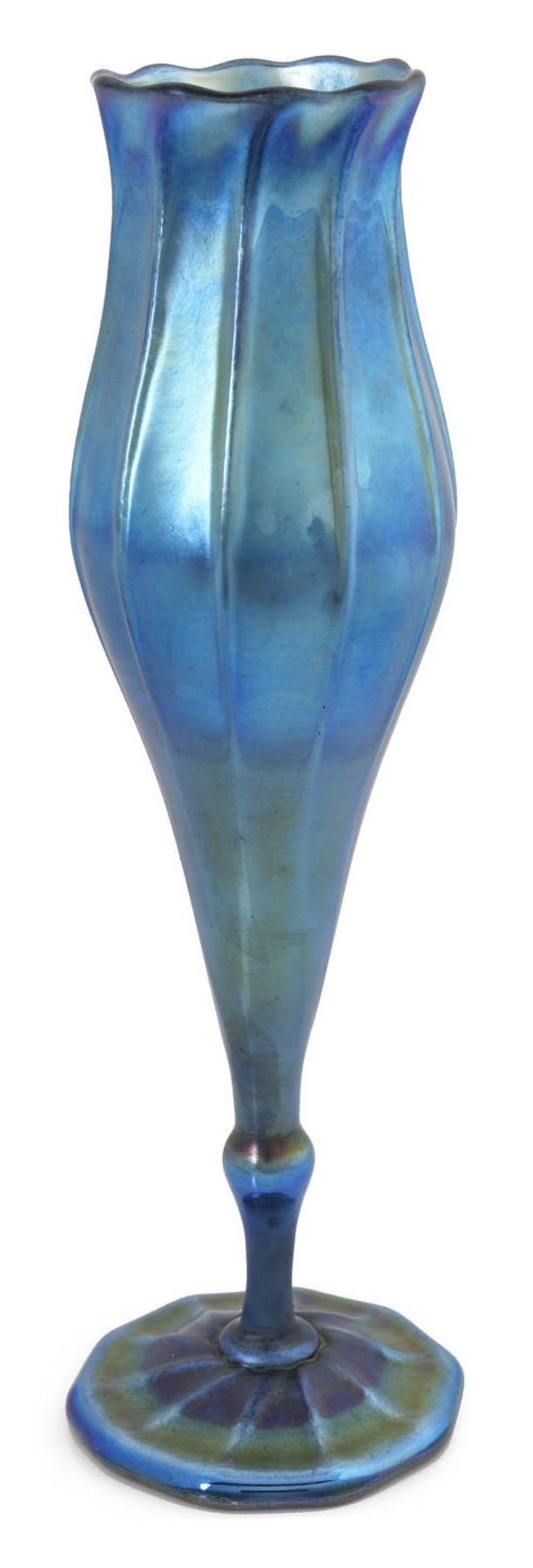 A Tiffany Studios blue Favrile glass floriform vase  circa 1919  signed 1525 969...