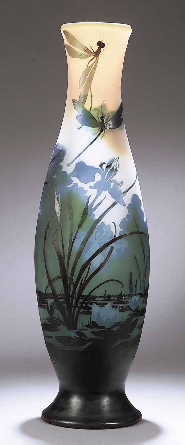 Art Nouveau Cameo Glass Vase, c. 1885-1900, by Emile Galle' | JV