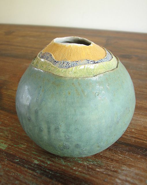 Topographical Vase coil built ceramic pot