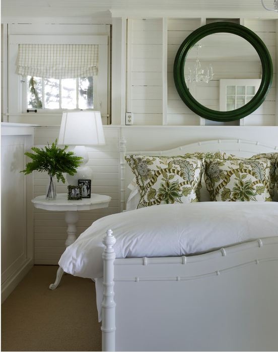 White and green bedroom