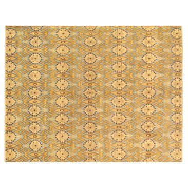 Check out this item at One Kings Lane! 3'x12' Zea Runner, Light Blue/Gold