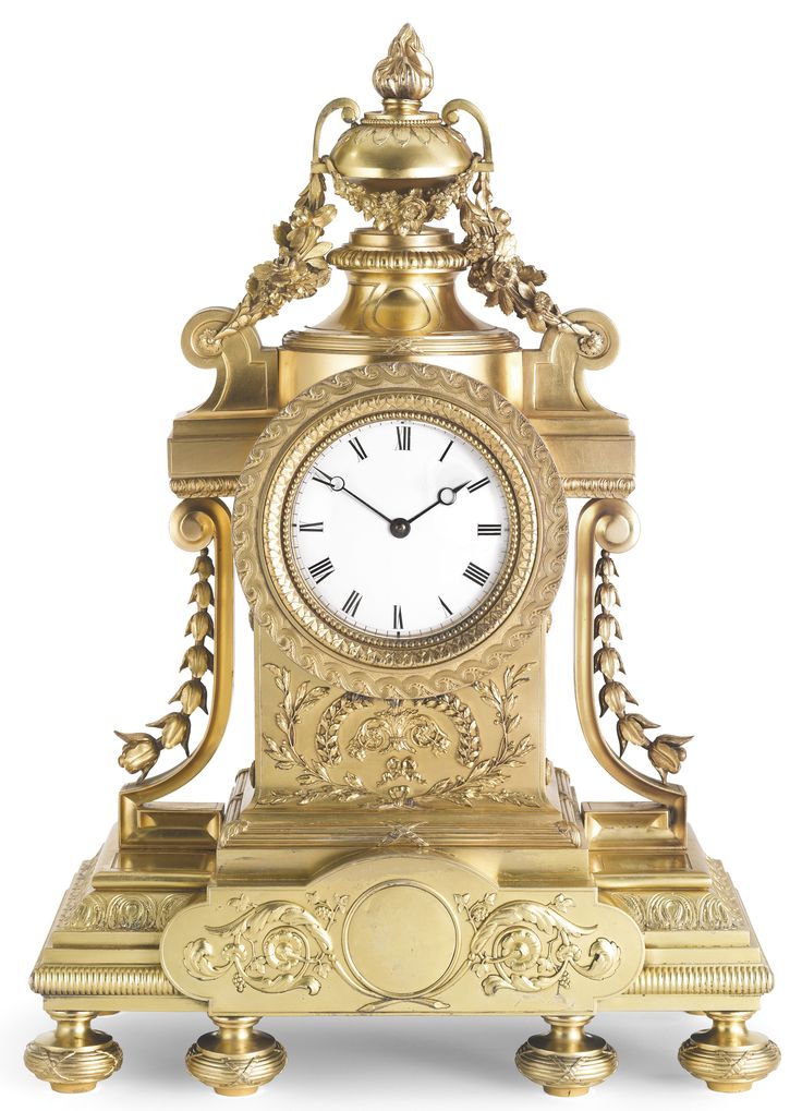 A FABERGÉ SILVER-GILT MANTLE CLOCK, MOSCOW, CIRCA 1900 in Louis XVI style, on a...