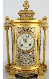 Antique French ormolu and champlevé enamel mantel clock, circa 1900