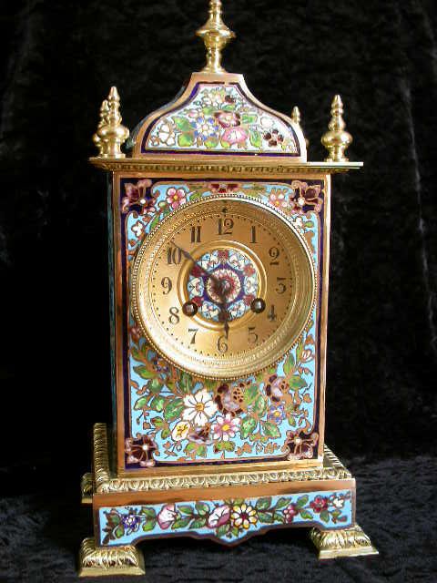 Champleve enamel mantel clock. c.1900