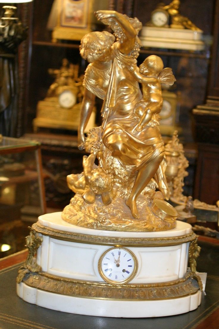Details about ANTIQUE PALATIAL FRENCH GILDED BRONZE MANTEL CLOCK, C.1880 CHERUBS,S. MOREAU