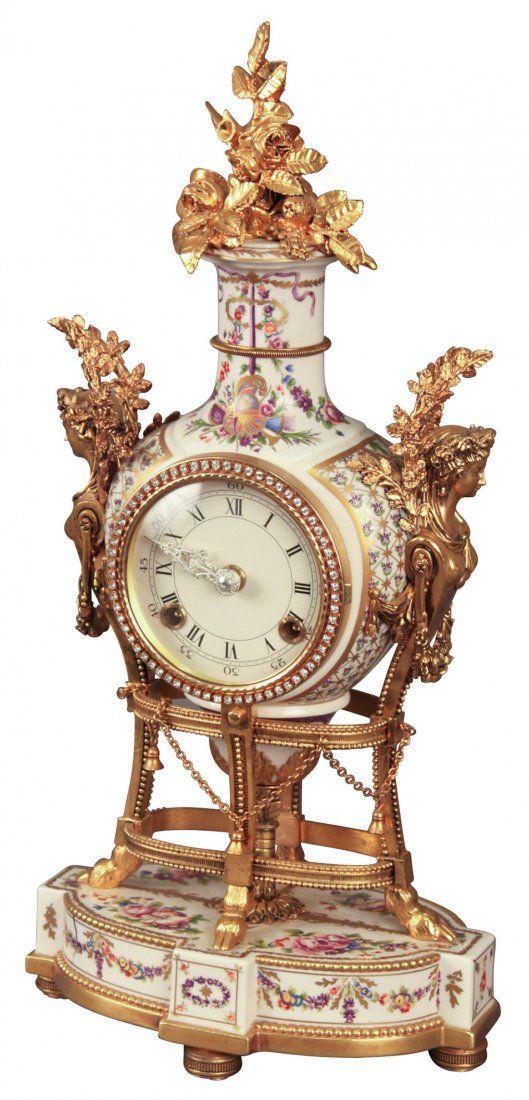 Fabulous French Style Bronze And Porcelain Clock