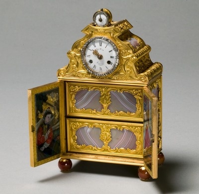 Miniature Cabinet with Watch, c.1770-75 (gold, agate, enamel dial, glass)