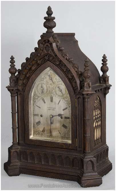 Oak Fussee Gothic Bracket Clock (Tiffany & Co.)
