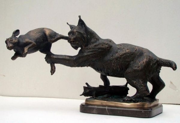 27 #sculpture by #sculptor Vitaliy Semenchenko titled: 'Lynx (Wild Cat Hunting H...