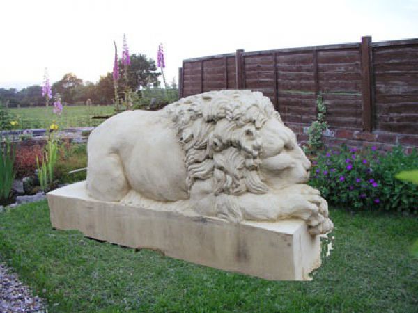 Sand #stone #sculpture by #sculptor Martyn Bednarczuk titled: 'Lion (Carved Clas...
