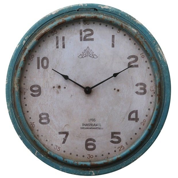Aqua Round Wood Wall Clock