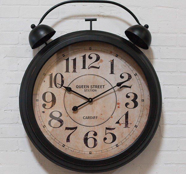 HUGE Wall Clock With Alarm Bells | Oversized Wall Clock | Large Round Wall Clock