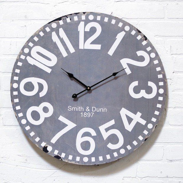 Round Wall Clock | Oversized Clocks | Large Grey Wall Clock