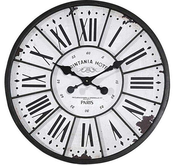 White Wall Clock | Clock With Iron Trim | Large Wall Clock