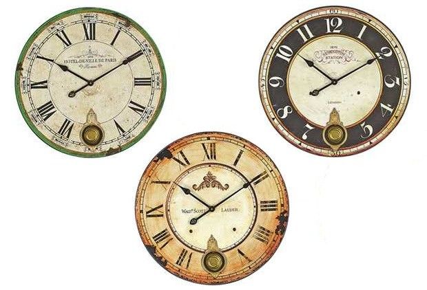 Wood Wall Clock With Pendulum | Round Wall Clock