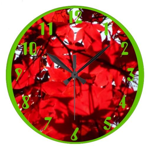 Red Leaf with Green Numbers and all customizable. Fore more clocks:  www.zazzle....
