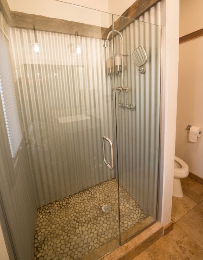 Galvanized shower for a basement bathroom