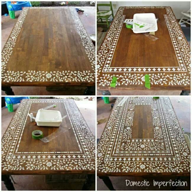 Indian Inlay Stenciled Table