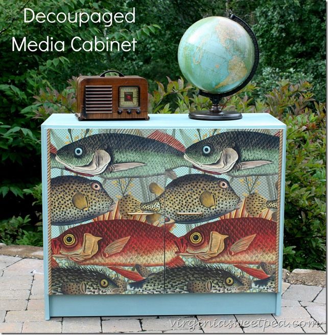 Media Cabinet Makeover with Decoupage
