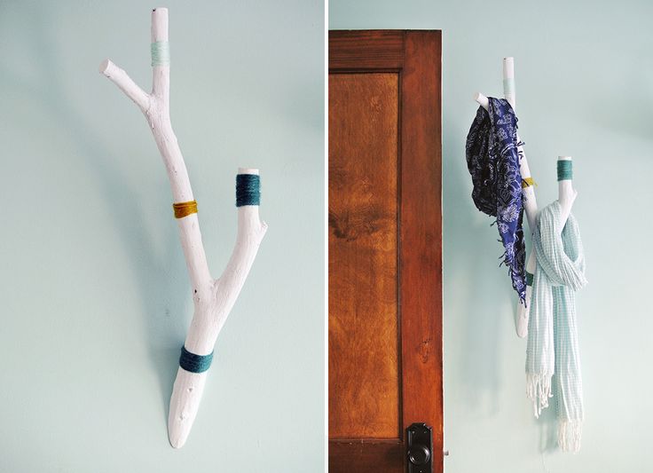Turn a Backyard Branch into a Color Block Wall Hook
