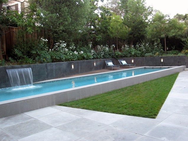 Modern Lap Pool, Raised Lap Pool Swimming Pool Shades of Green Landscape…