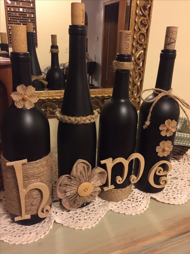 Ta-da Wine bottle craft with jute and burlap