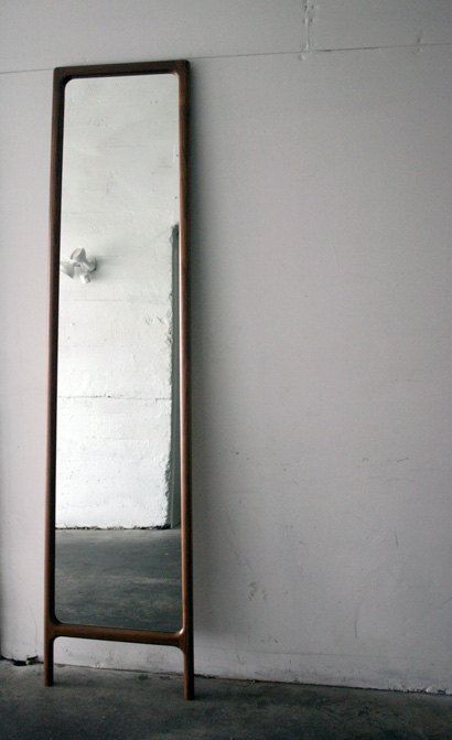 Full Length Bedroom Mirror, Mid-Century, Hardwood, Rian