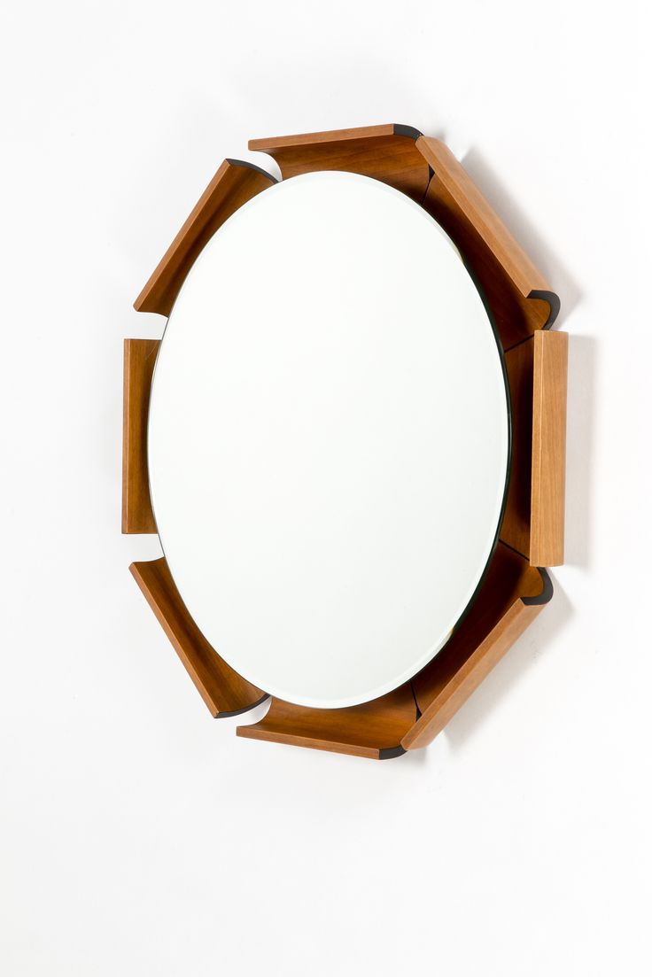 Italian Walnut Wall Mirror Lamp