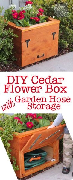 Cedar Planter Box with Hidden Hose Storage