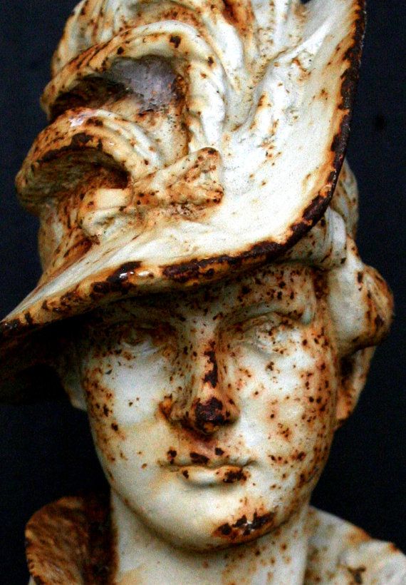 Vintage Rusted Bust of 18th Century European Gentlewoman SHIPPED FREE