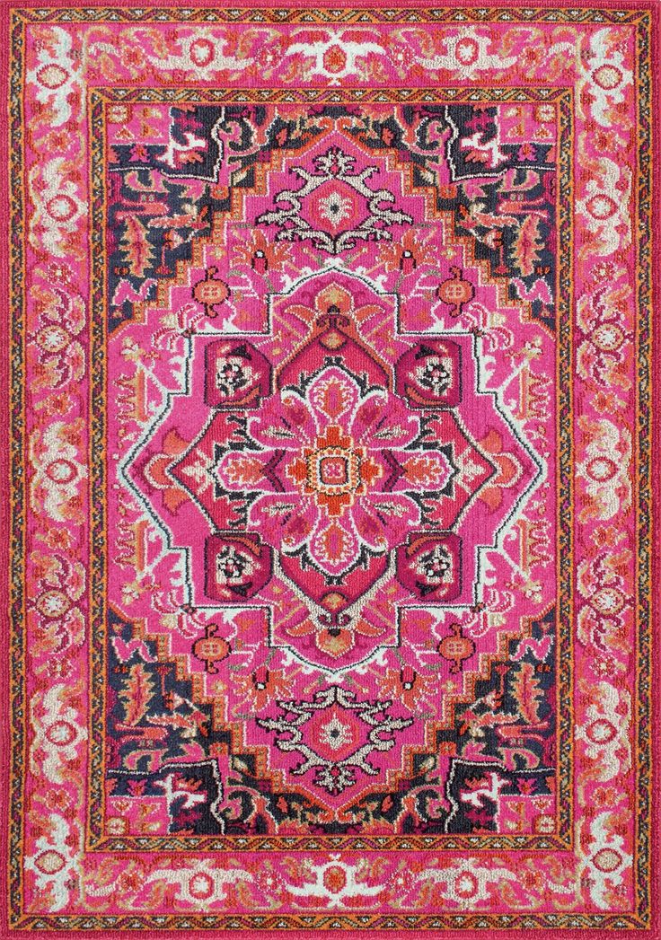 pink vintage rug for dining room