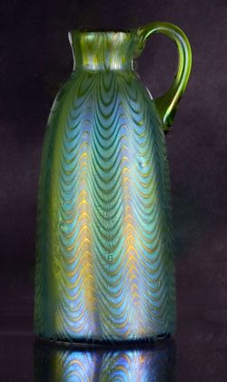 A Loetz stylised jug in the Phanomenon decor (probably Creta late 19th Century)