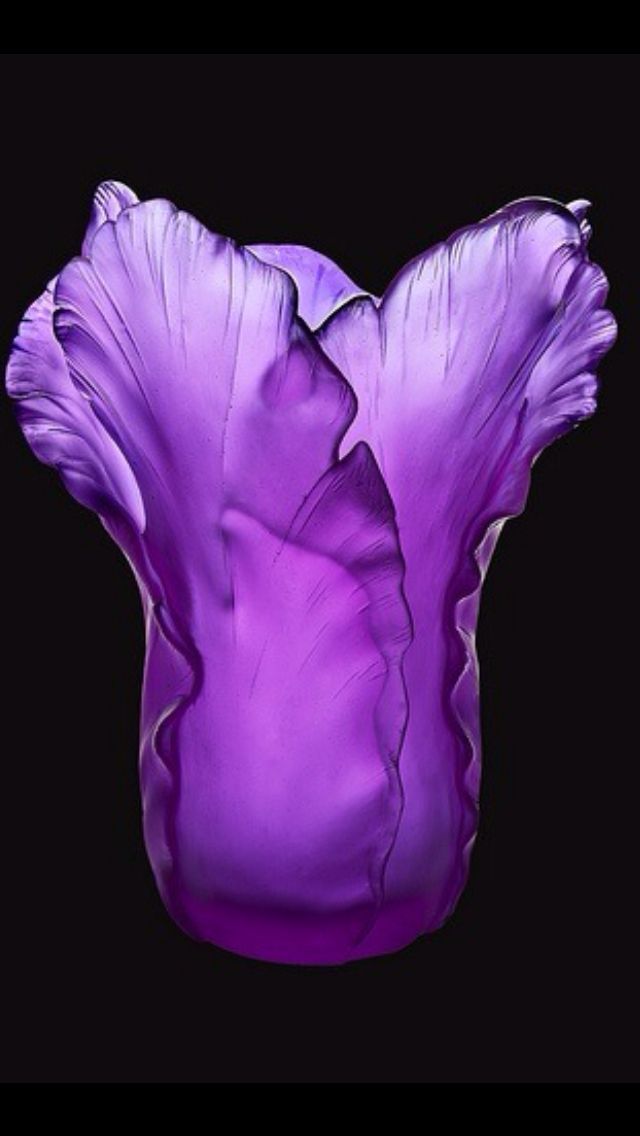 Purple tulip glass vase
