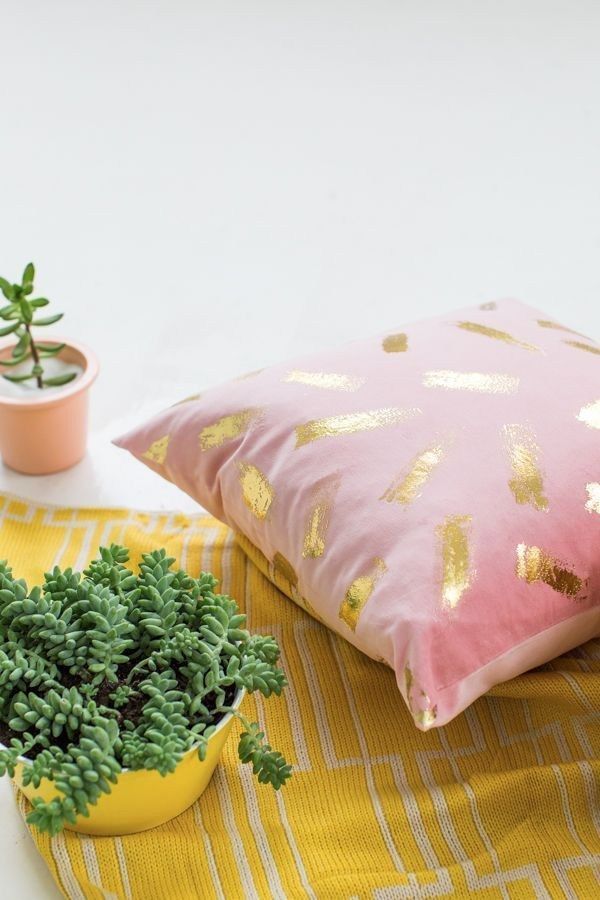 DIY Gold Foil Brushstroke Pillow