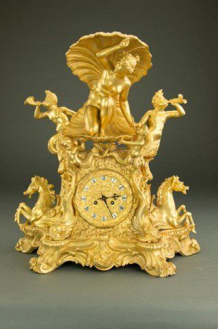 HEAVILY ORNAMENTED GILT BRONZE MANTLE CLOCK - Oct 26, 2014 | Artingstall Auctioneers in CA on LiveAuctioneers