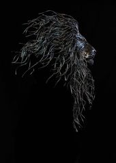 'Guillermo (Abstract Modern Lion`s Head statue)' by Georgie Poulariani