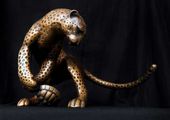 'Leopard (Feeding Stylised Big Cat Contemporary statue)' by Adam Binder