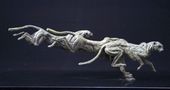 'Stretch. (Small Bronze Cheetahs Running Leaping statue)' by Jan Sweeney