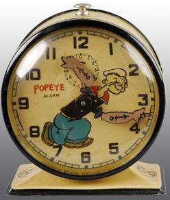 , A circa 1932, metal Popeye alarm clock.