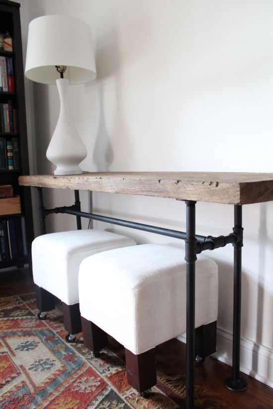 DIY black pipe console table. #DIYblackpipeconsoletable #diyprojects #diyideas #...